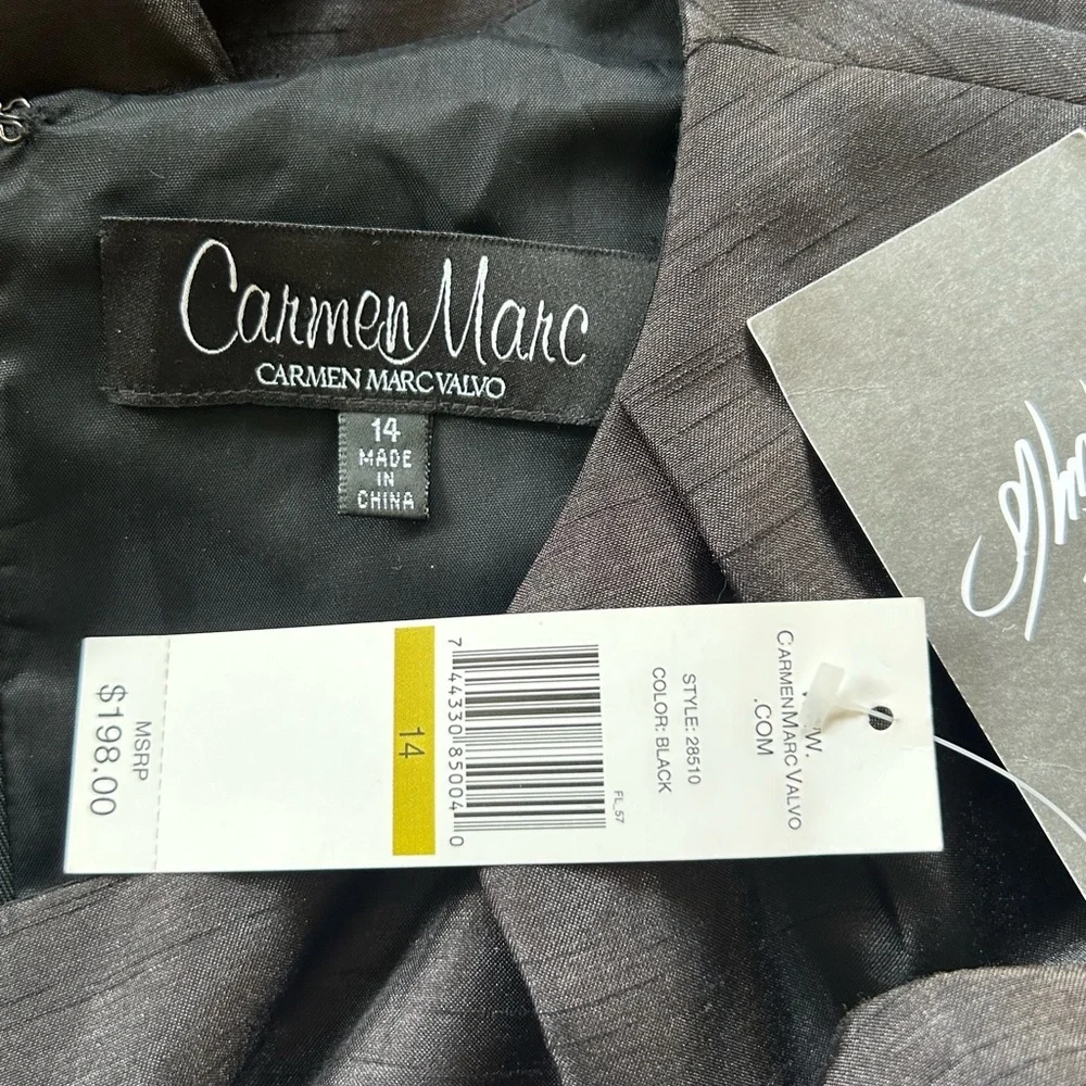 NWT Carmen Marc Valvo Black Dress 14